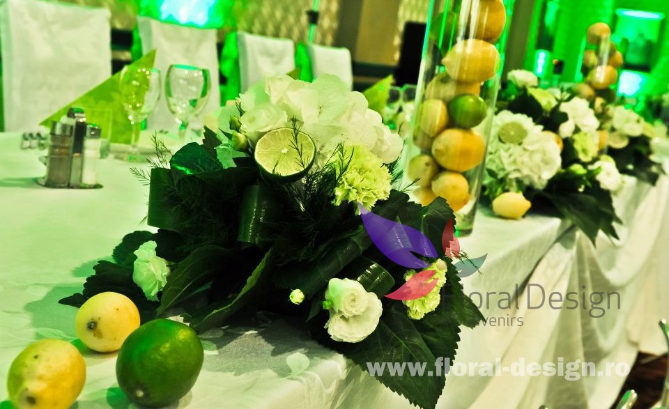 decoratiuni nunta cu flori si fructe