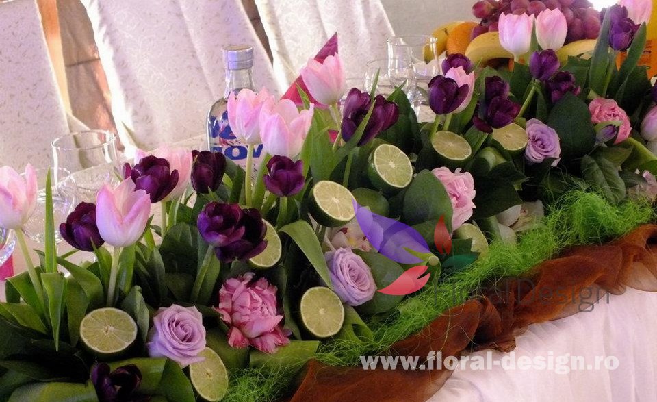 decoratiuni nunta cu flori si fructe